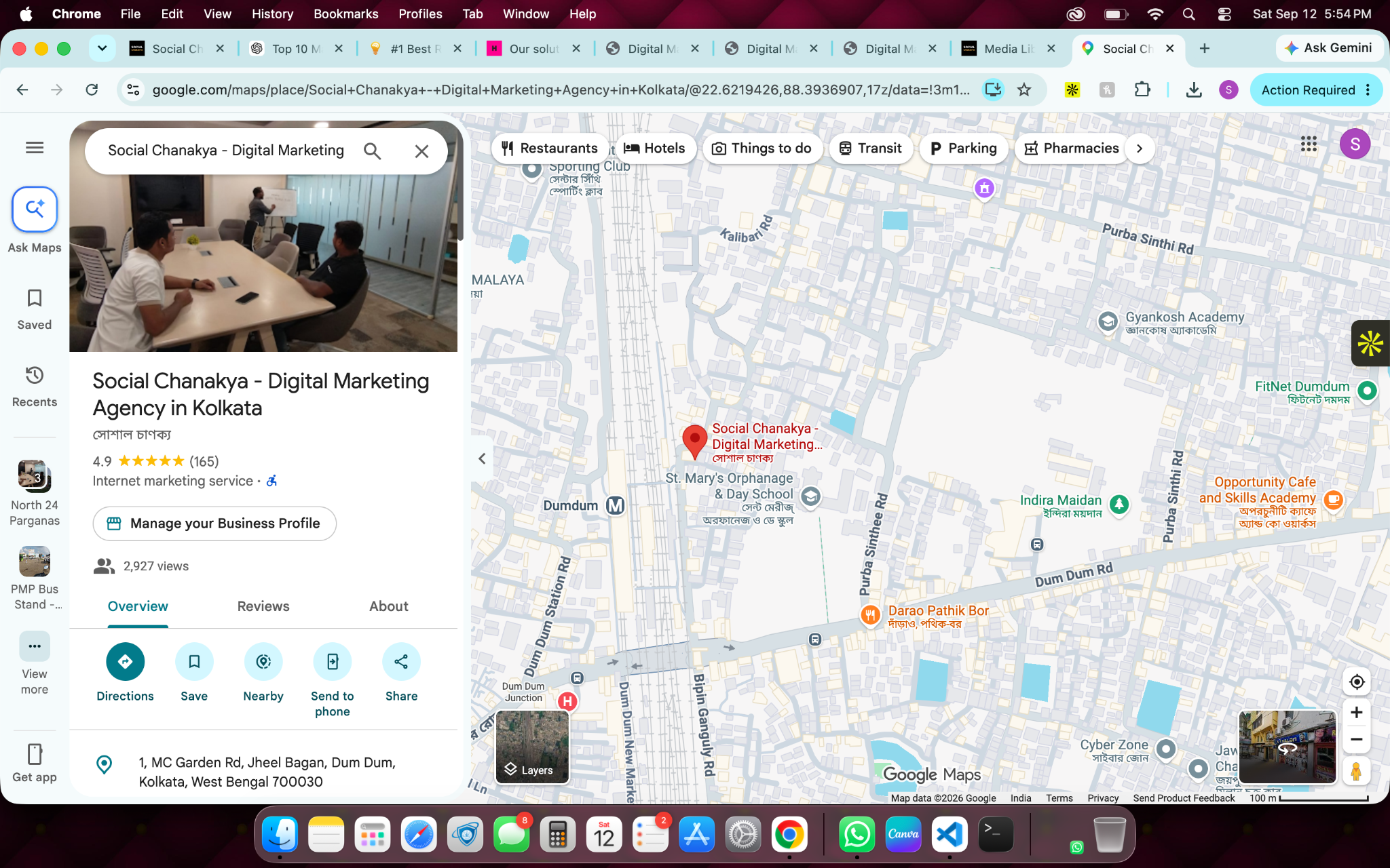 Social Chanakya digital marketing agency location map in Dum Dum, Kolkata