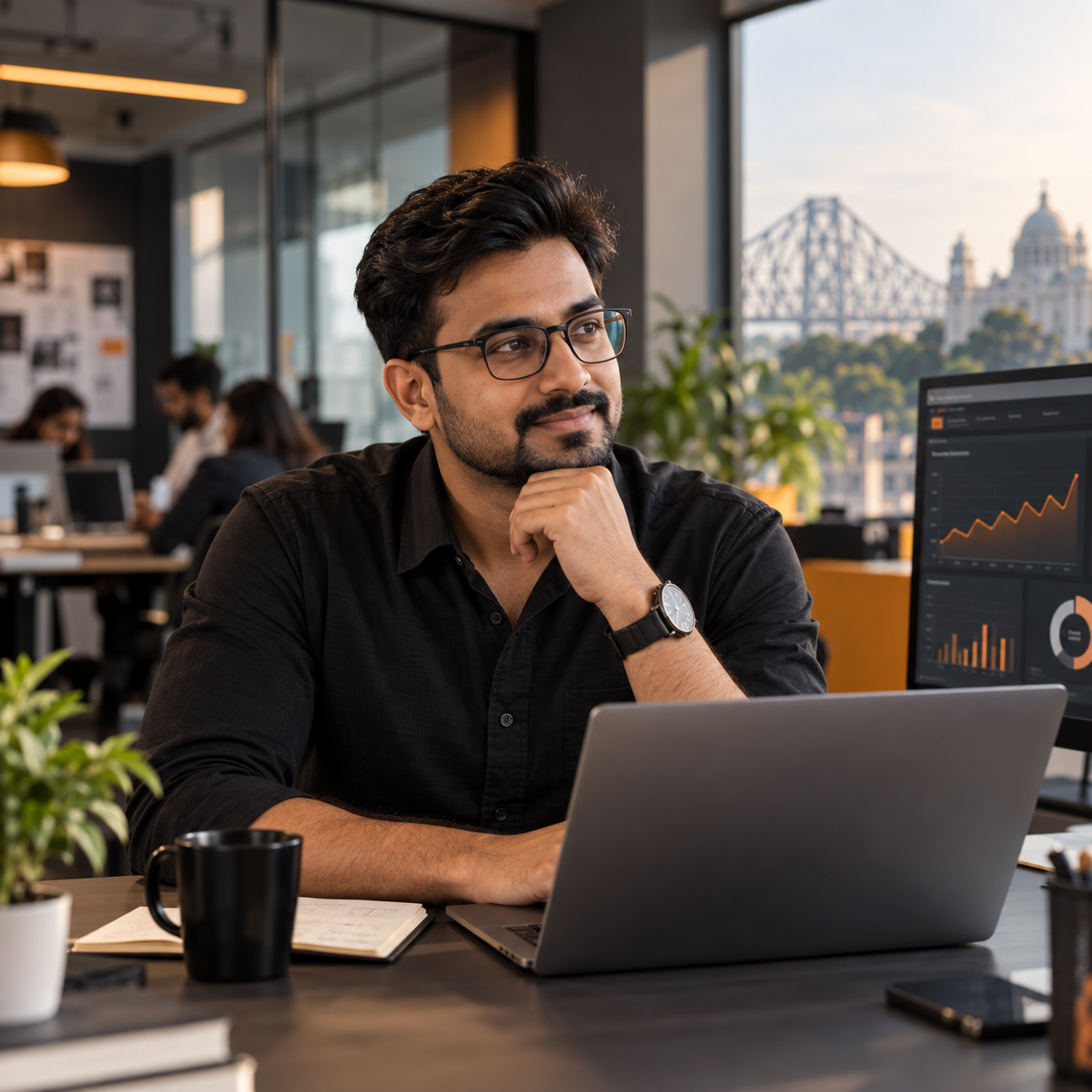 Social Chanakya digital marketing professional working in a Kolkata office